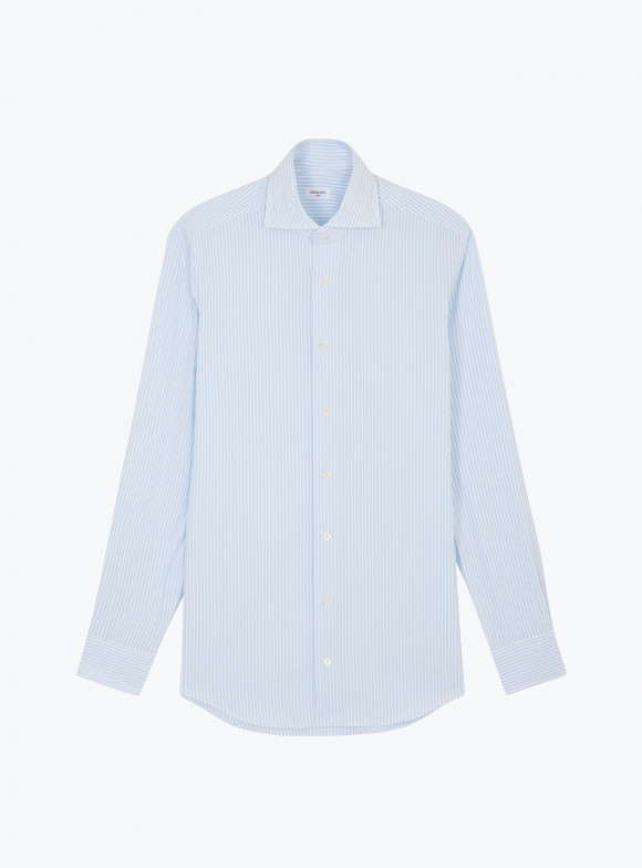 Chemise Seersucker Rayé Bleu