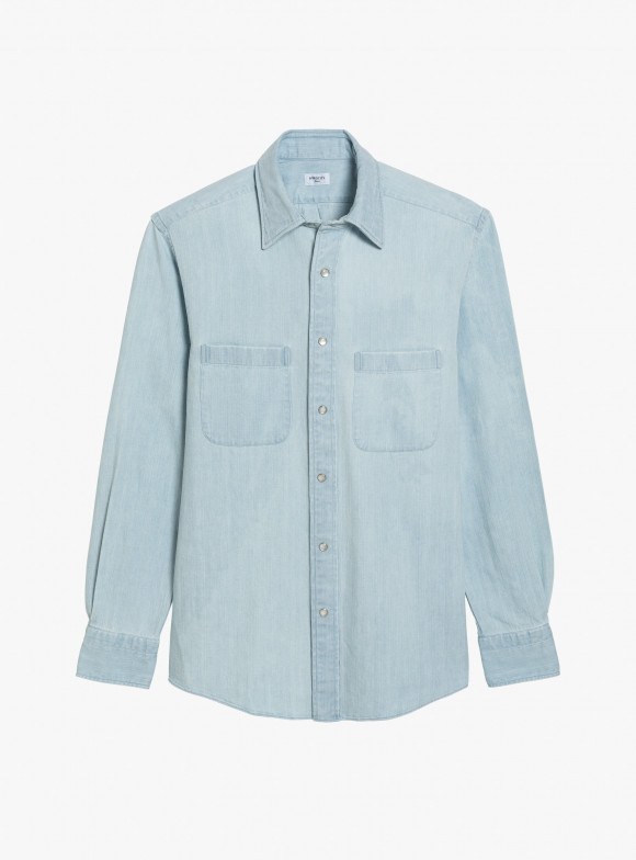 Chemise Denim Japonais Uni Bleu