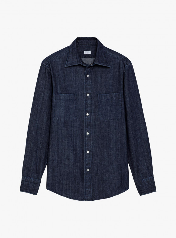 Chemise Denim Japonais Uni Bleu