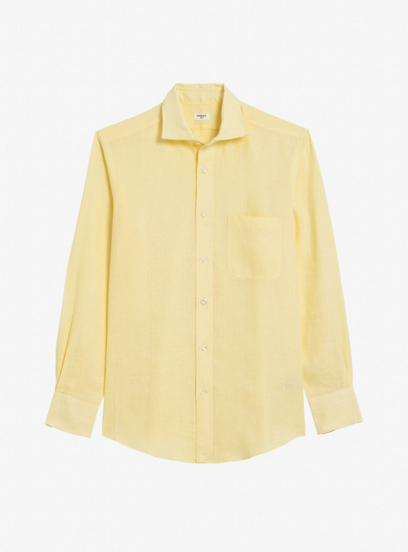Chemise Lin Uni Jaune
