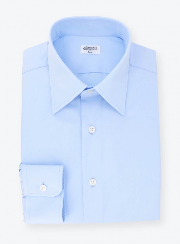 Chemise Popeline Uni Bleu