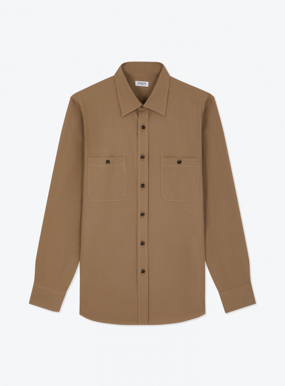 Chemise Dobby Uni Marron