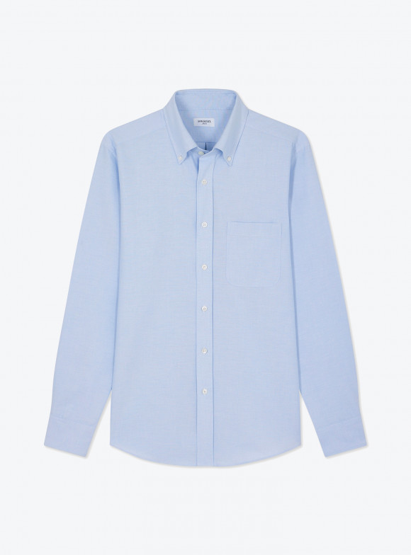 Chemise Oxford Uni Bleu