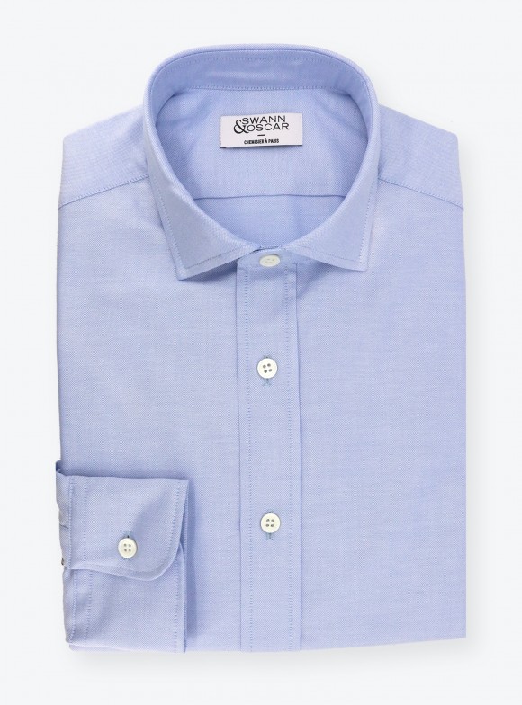 Chemise Oxford Uni Bleu