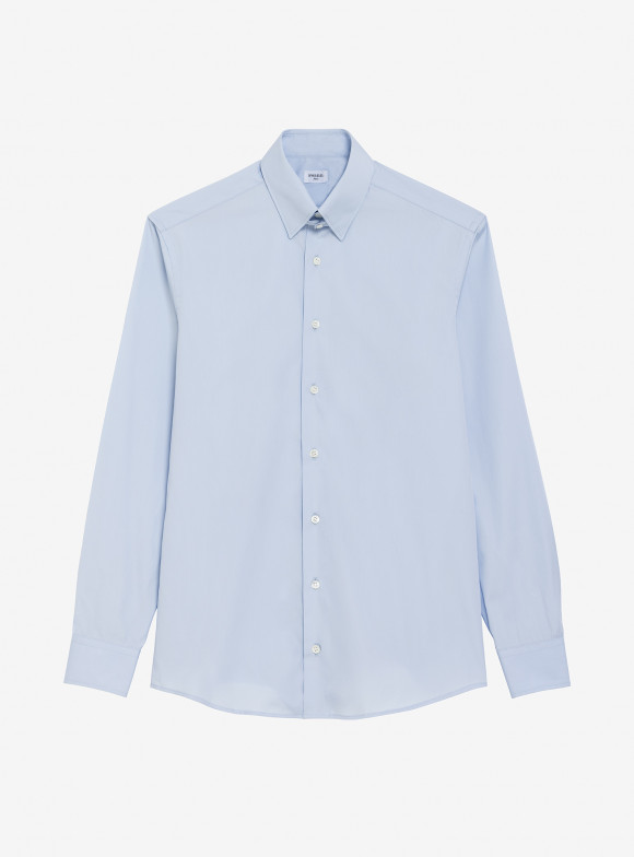 Chemise Popeline Uni Bleu