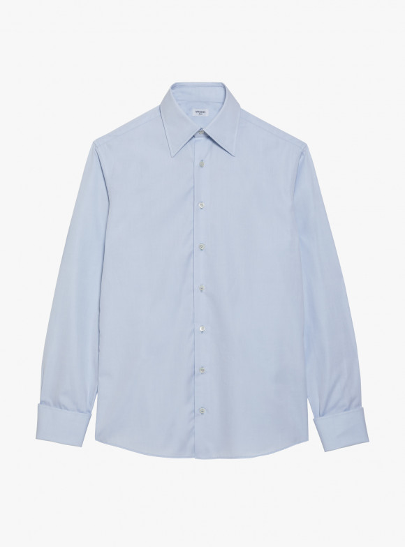Chemise Popeline Uni Bleu (repassage facile)