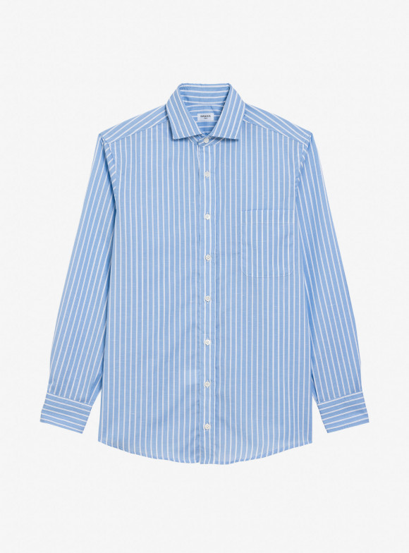 Chemise Lin Rayé Bleu