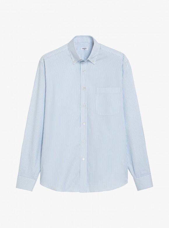 Chemise Popeline Rayé Bleu