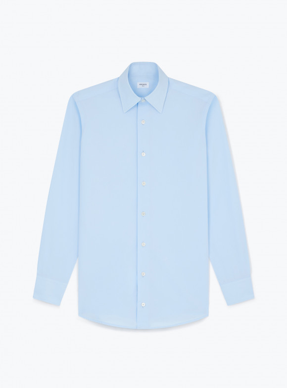 Chemise Popeline Uni Bleu