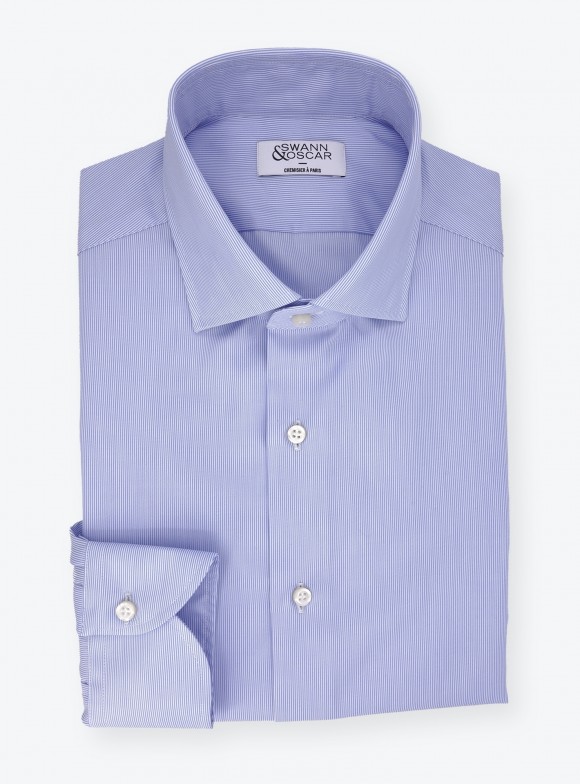 Chemise Twill Rayé Bleu (repassage facile)