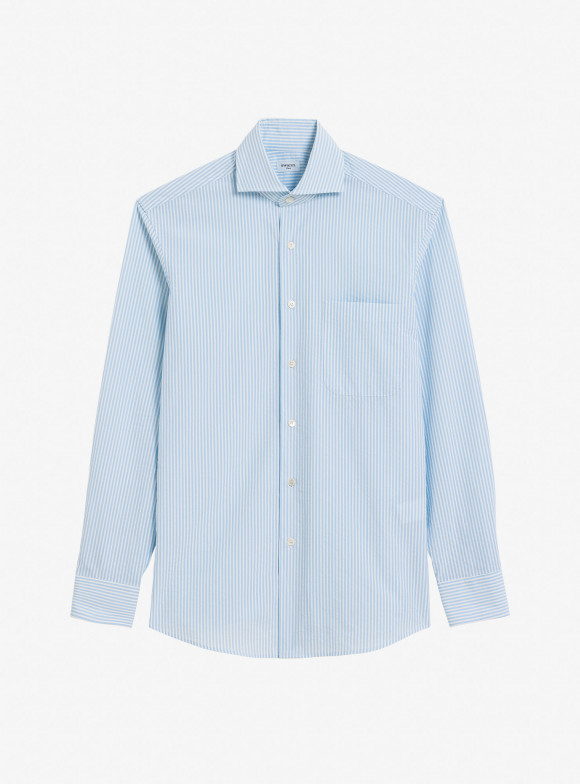 Chemise Seersucker Rayé Bleu