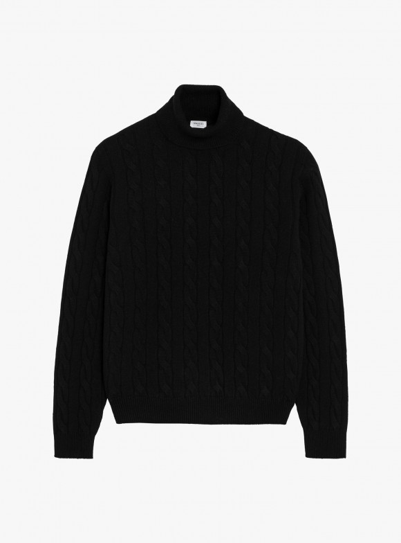 Pull Col Roulé Cable Knit Noir