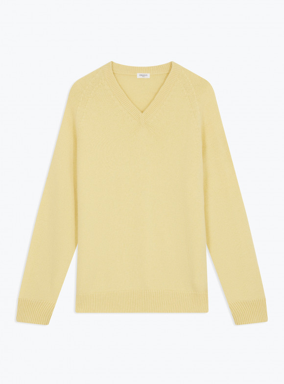Pull Col V Jaune