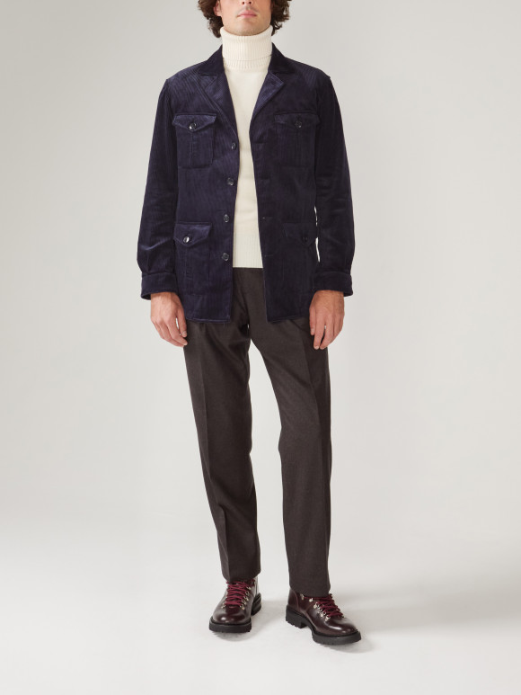 Veste Saharienne Velours Marine