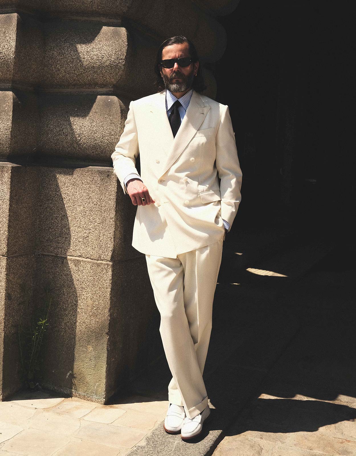 Costume Croisé Écru