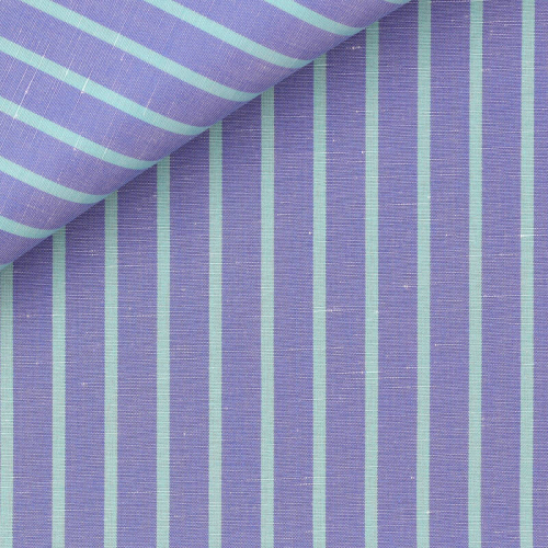 Lin Rayé Bleu Vert (repassage facile)