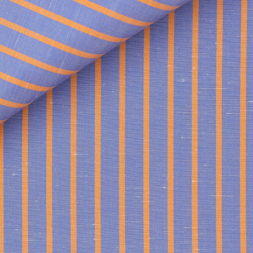 Lin Rayé Bleu Orange (repassage facile)