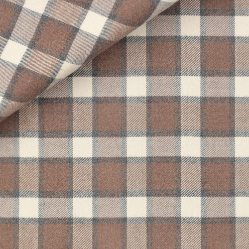 Flanelle Carreaux Marron Gris
