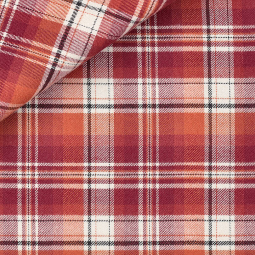 Twill Carreaux Bordeaux Orange