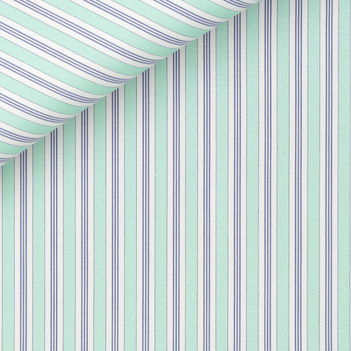 Popeline Rayé Bleu Vert