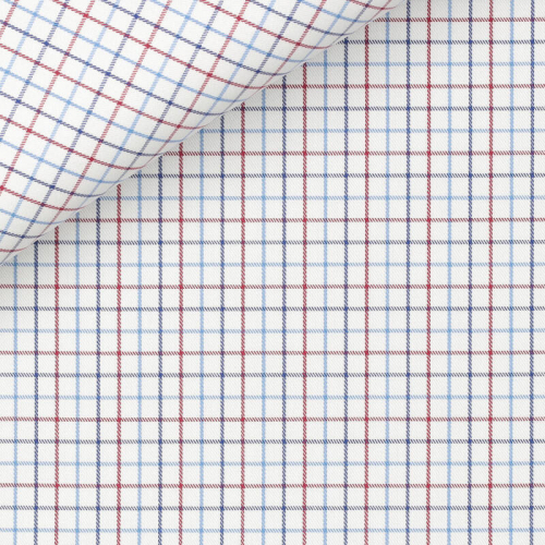 Twill Carreaux Bleu Bordeaux