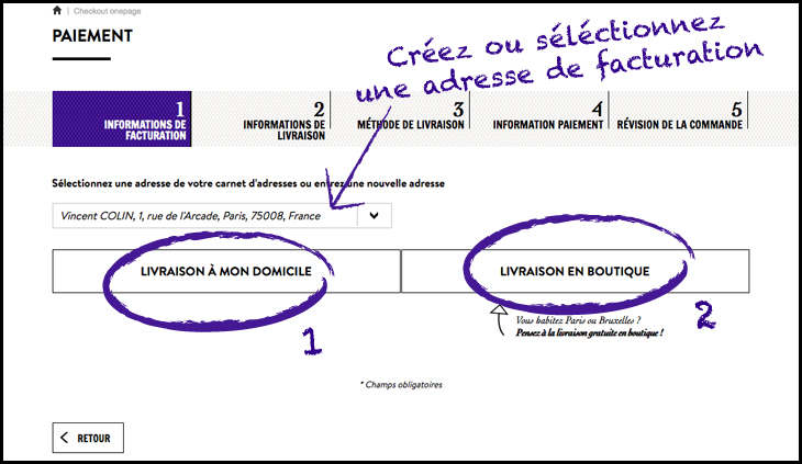 adresse de facturation et de livraison