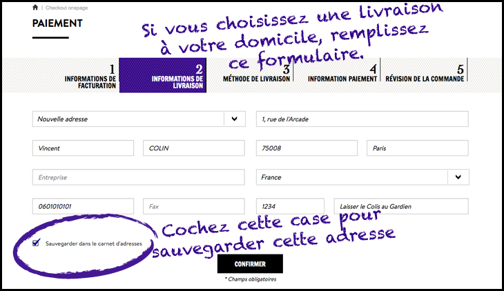 adresse de livraison