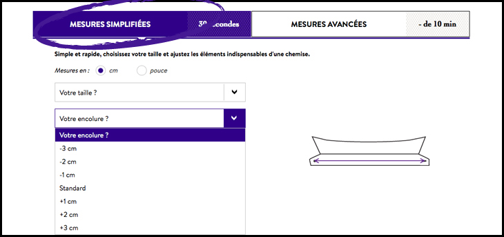 Prise de mesure simplifiée