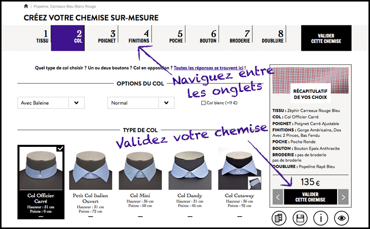 créez votre chemise sur mesure